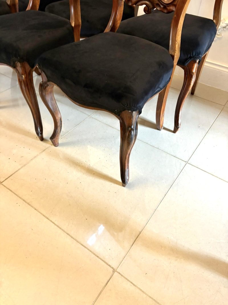 Antique Set of Six Quality Victorian Rosewood Balloon Back Dining Chairs